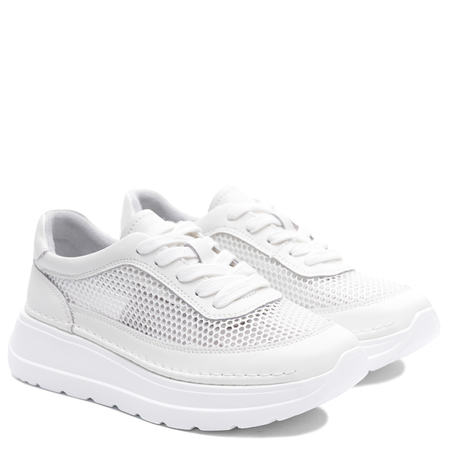 Sokolski Skórzane Sneakersy na Platformie Białe TS-W26-241-WHT