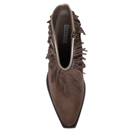 Artiker Fringe Cowboy Ankle Boots Pointed-Toe Brown 57C01136