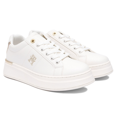 Tommy Hilfiger Platform Sneakers Gold Accents Low-Top Off White T3A9-33985-1355530