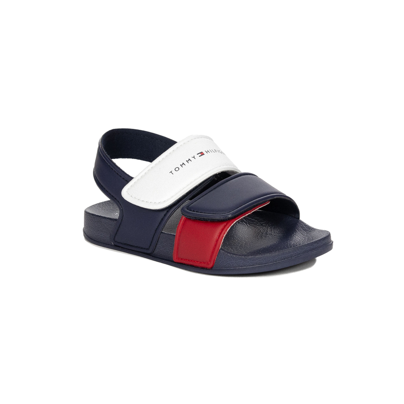 Tommy Hilfiger Kids' Velcro Sandals, Blue and White, T1X2-1172Y019