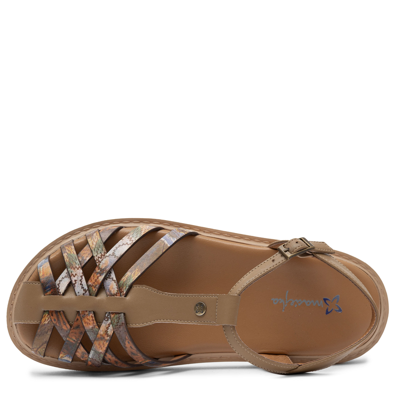 Maciejka Leather Women's Sandals With Closed Toe On Flat Sole Beige K7442-04/00-1