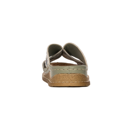 Maciejka Klapki Damskie Skórzane Pistacjowy
