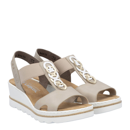 Rieker Comfortable Wedge Sandals Beige 67498-62