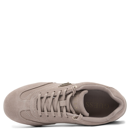 Guess Zamszowe Sneakersy Damskie Niskoprofilowe Sznurowane Beżowe FLPGABSUE12 SAND