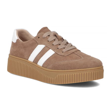 Filippo Sneakersy Damskie Skórzane Na Platformie Beżowo Białe