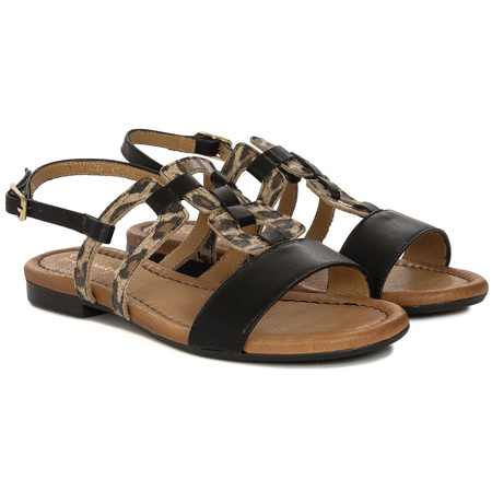 Maciejka Women's Leather Sandals Black Leopard