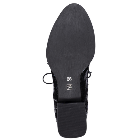 Maciejka Sznurowane Botki Z Suwakiem Czarne 6391W-43/00-1