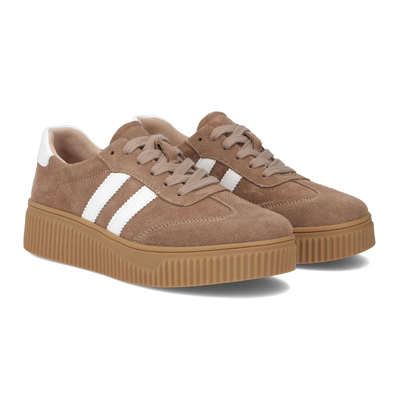 Filippo Sneakersy Damskie Skórzane Na Platformie Beżowo Białe