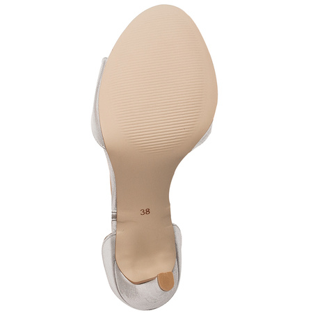 Maciejka skórzane sandały na szpilce zapięcie na sprzączkę srebrne 2755J-35/00-1