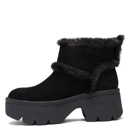 Guess Botki Damskie Na Platformie Botki Z Futrzanym Obszyciem Czarne FLFBRDESU10-BLK
