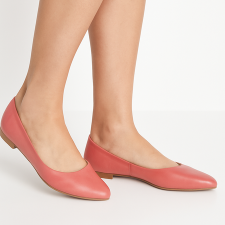 Maciejka Women's Leather Ballet Flats Almond Toe Coral 4100W-04/00-8