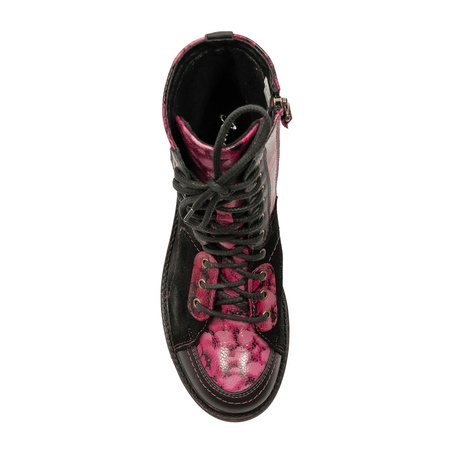 Maciejka Women's Leather Boots Black and Pink