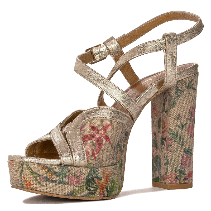 Maciejka Women's Gold + Flowers Sandals