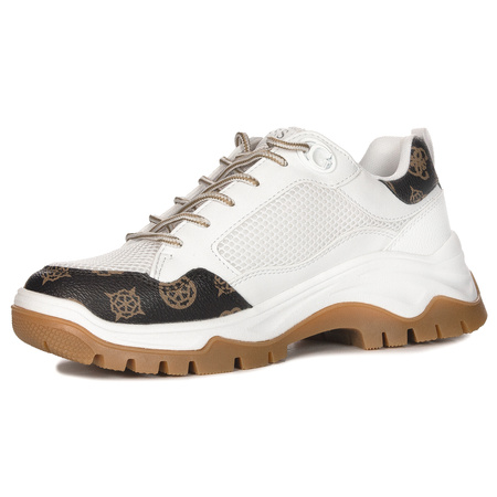 Guess Sneakersy damskie White Brown biało - brązowe