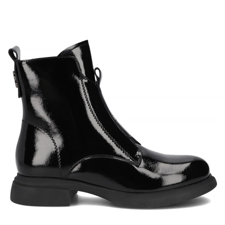 Filippo Patent Leather Ankle Boots With Zipper Black DBT6540-25-BK
