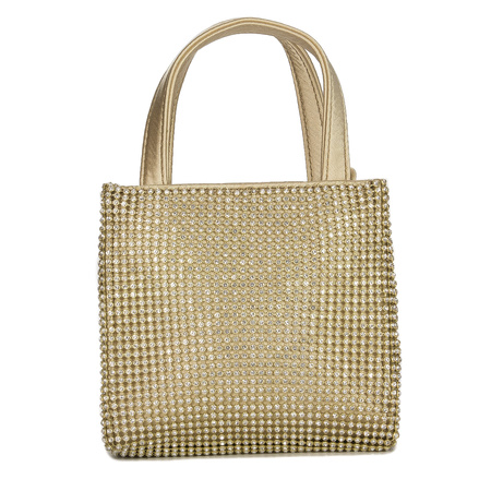 Guess Torba damska wieczorowa Lua Mini Gold złota z cyrkoniami