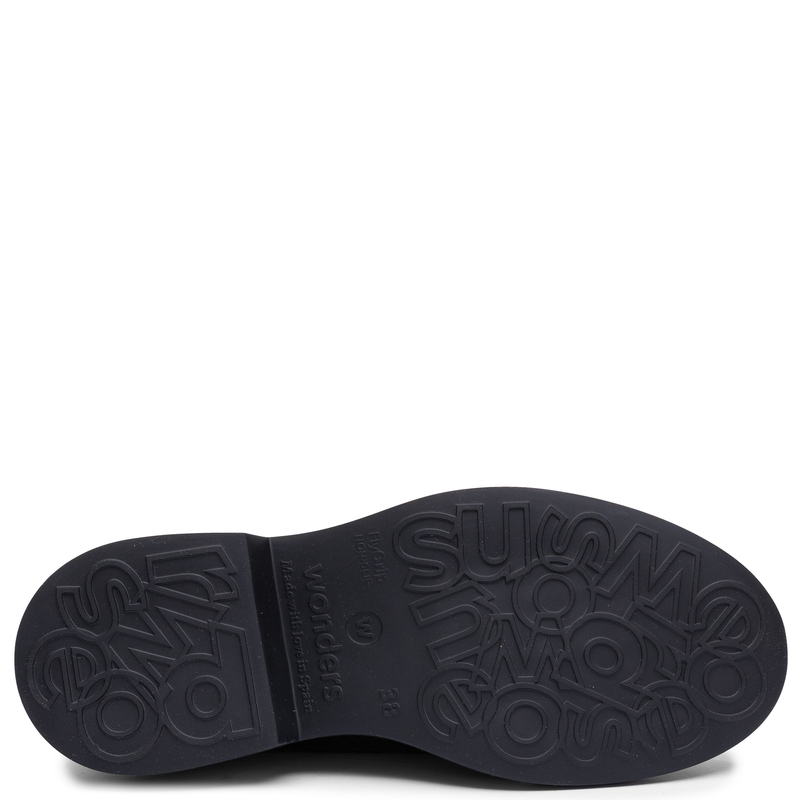 Wonders Skórzane Sznurowane Półbuty Ze Zwierzęcym Motywem Czarne A-5304 Negro