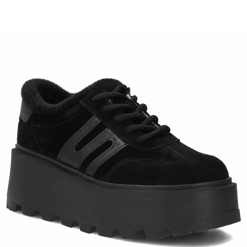 Filippo Skórzane Sneakersy Ocieplane Na Platformie Czarne DP7110-26-BK
