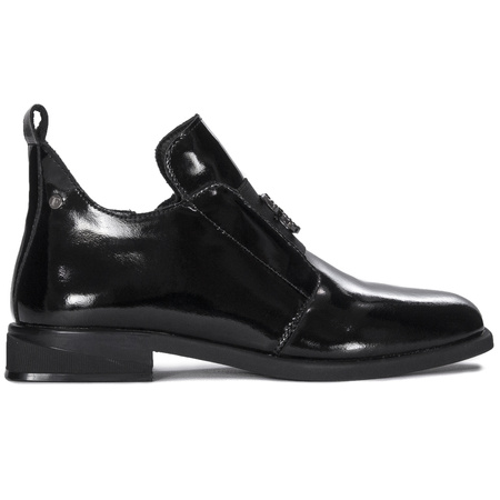 Filippo Leather Patent Ankle Boots For Women Flat Heel Black DBT4763/25BK