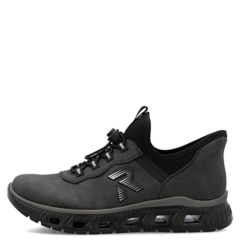 Rieker Comfortable Elastic-Lace Low Shoes Cushioning Sole Black M6065-45-BLACK