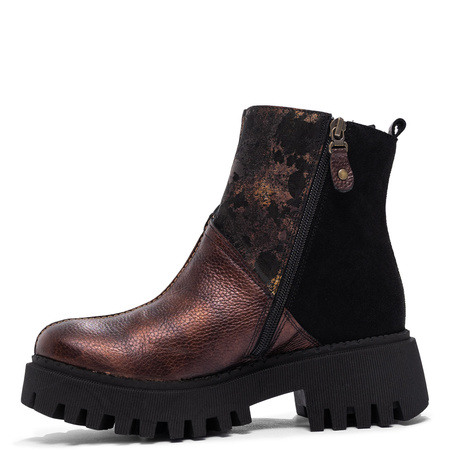 Maciejka Avant-Garde Ankle Boots Platform Double-Zip Metallic Bronze 06140-02/00-8
