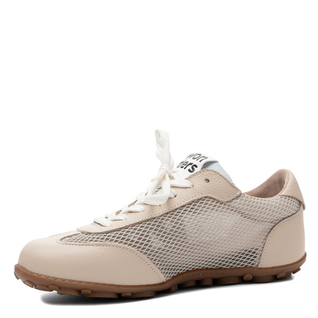Wonders Leather Breathable Women’s Sneakers With Flat Sole Beige AP-2101-BEIG-AURA