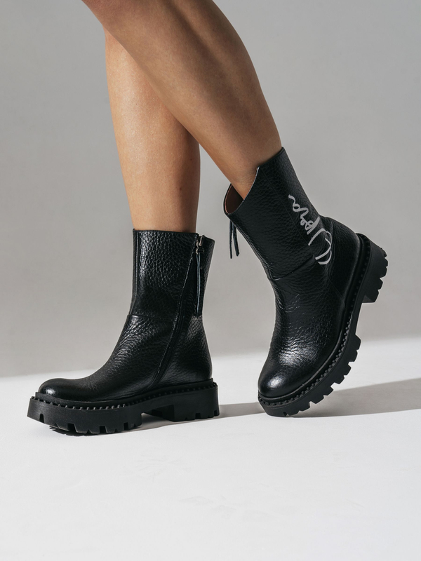 Opra Hana Black Botki Damskie Skórzane