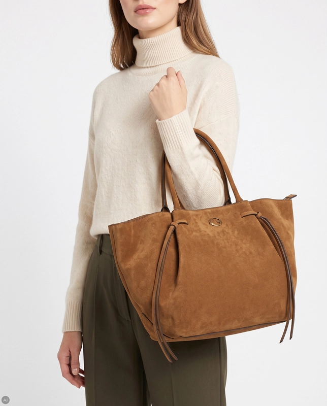 Guess Sestri Klasyczna Torba Damska Duża A4 Zamszowa Brązowa HWSG2237230-COGNAC