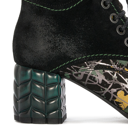 Maciejka Women's High Heel Ankle Boots, Natural Leather, Green - Black 06160-01/00-7