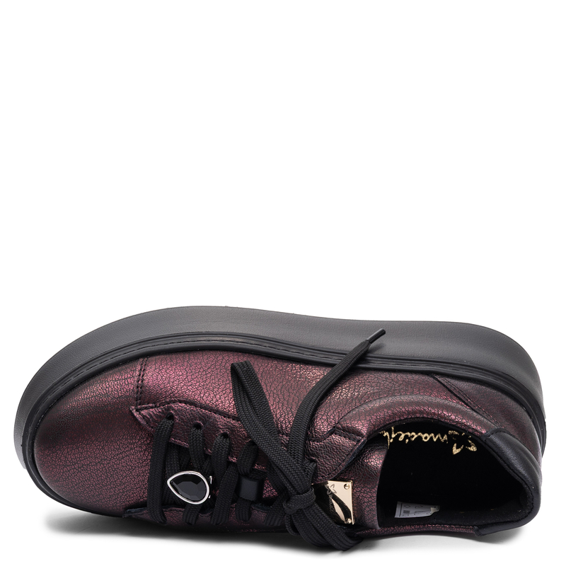 Maciejka Damskie Skórzane Sneakersy Na Platformie Bordowe 6191W-23/00-8