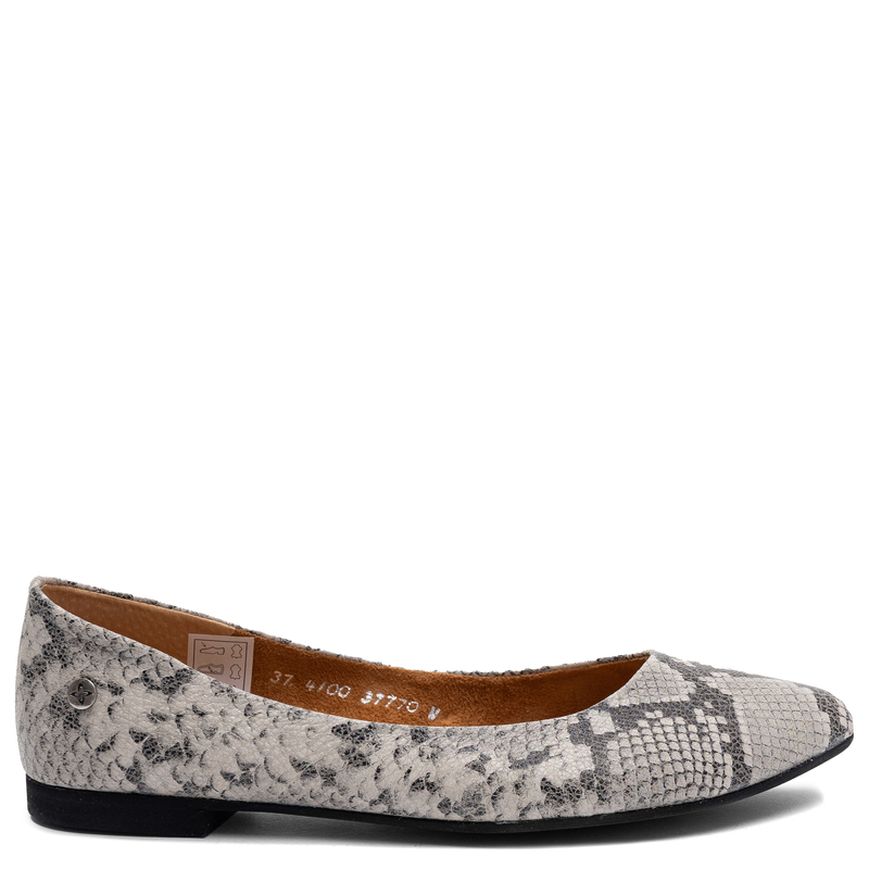 Maciejka Leather Snake Print Ballerinas Grey 4100W-09/00-8