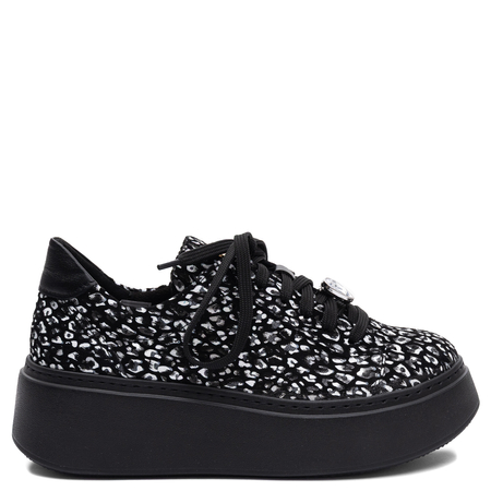 Maciejka Leather Platform Sneakers Black White 6191W-08/00-8