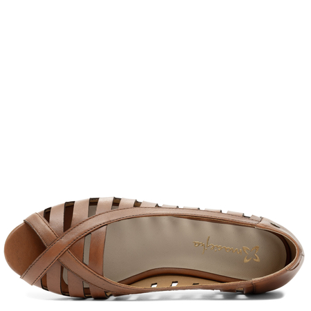 Maciejka Leather Cutout Ballet Flats Peep-Toe Brown P7540-29/00-1
