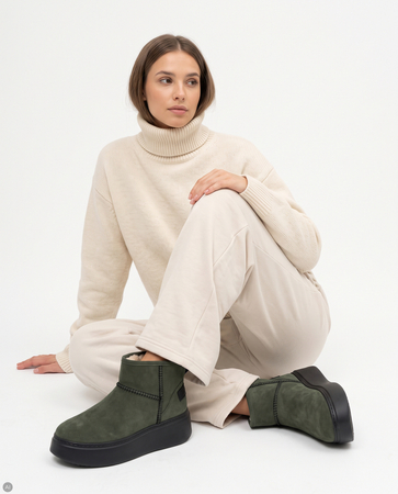 Maciejka Suede Warm Platform Ankle Boots Green 6257W-05/00-4
