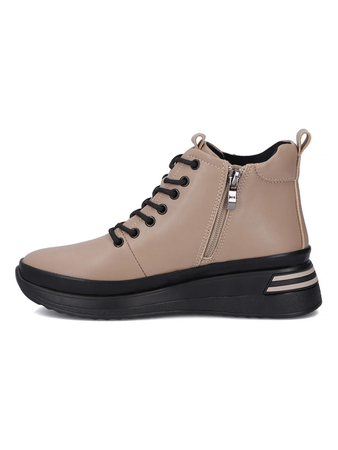 Filippo Leather Insulated Women’s Ankle Boots On Platform Beige DBT4215-25-TP