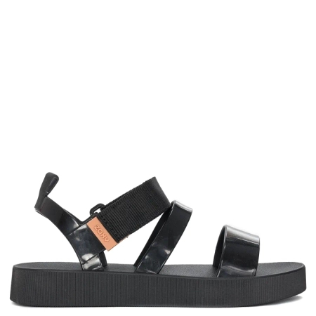 Zaxy Sandały damskie na rzepy Mood Sand Flatform Ad Black Czarne