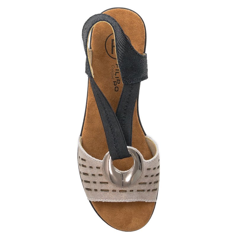 Filippo DS2308-21 BK GO Black Gold Sandals