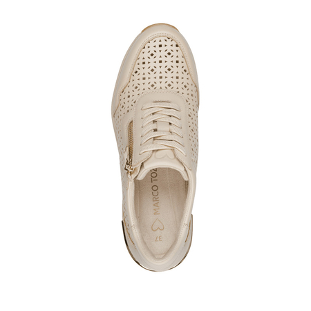 Marco Tozzi Leather Openwork Sneakers with Wedge Heel Cream 2-23501-4440DCRE
