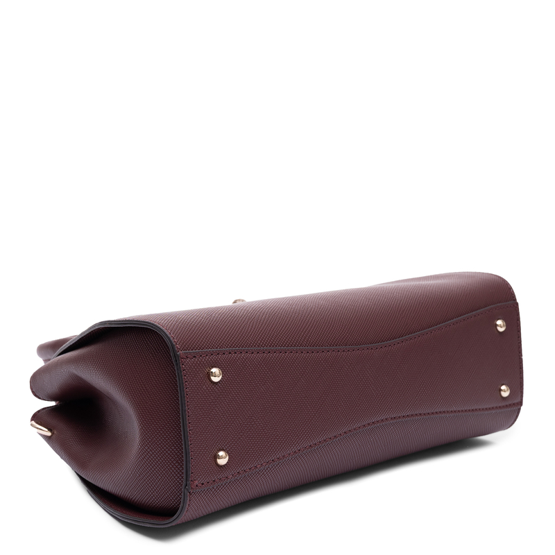 Guess Elegancka Torebka Damska Kuferek Faktura Saffiano Bordowa HWZG9672070-BURG
