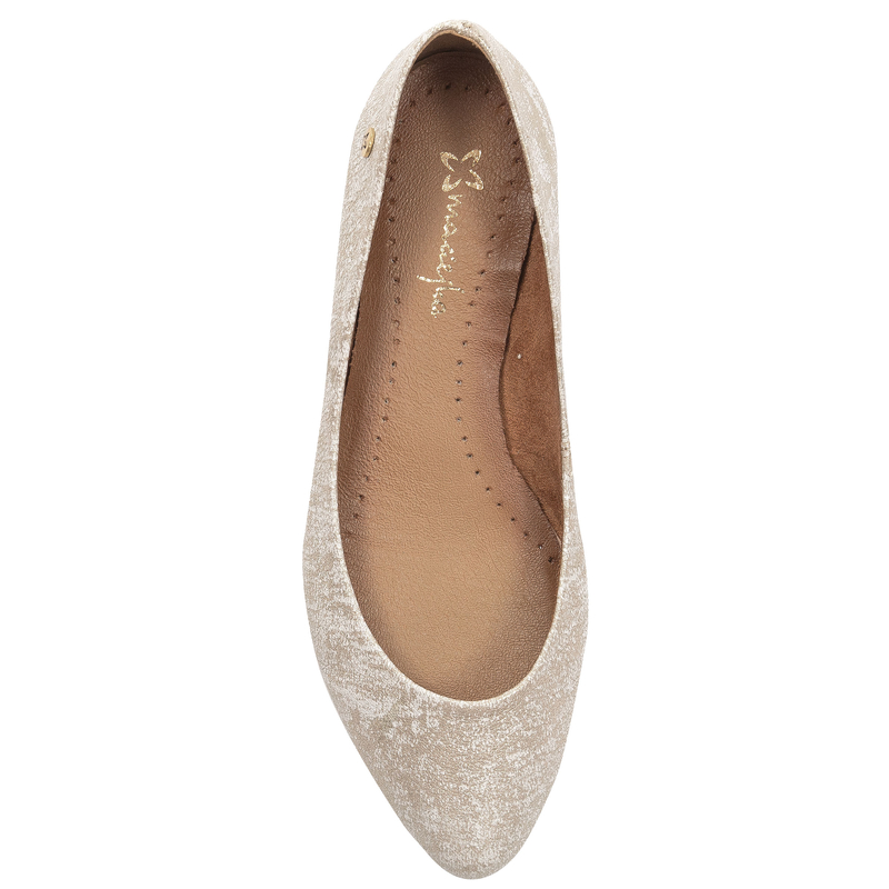 Maciejka Women's Leather White and Gold Ballerinas