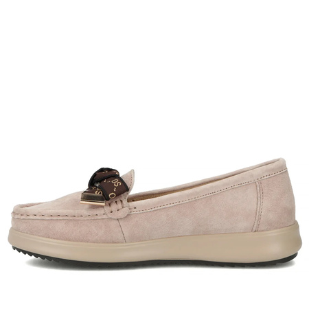 Filippo Suede Leather Loafers Bow Detail Loafers Almond Toe Beige DP6457-26-BE