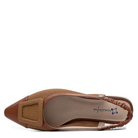 Maciejka Leather Slingback Low-Heel Pumps Brown K7466-29/00-1