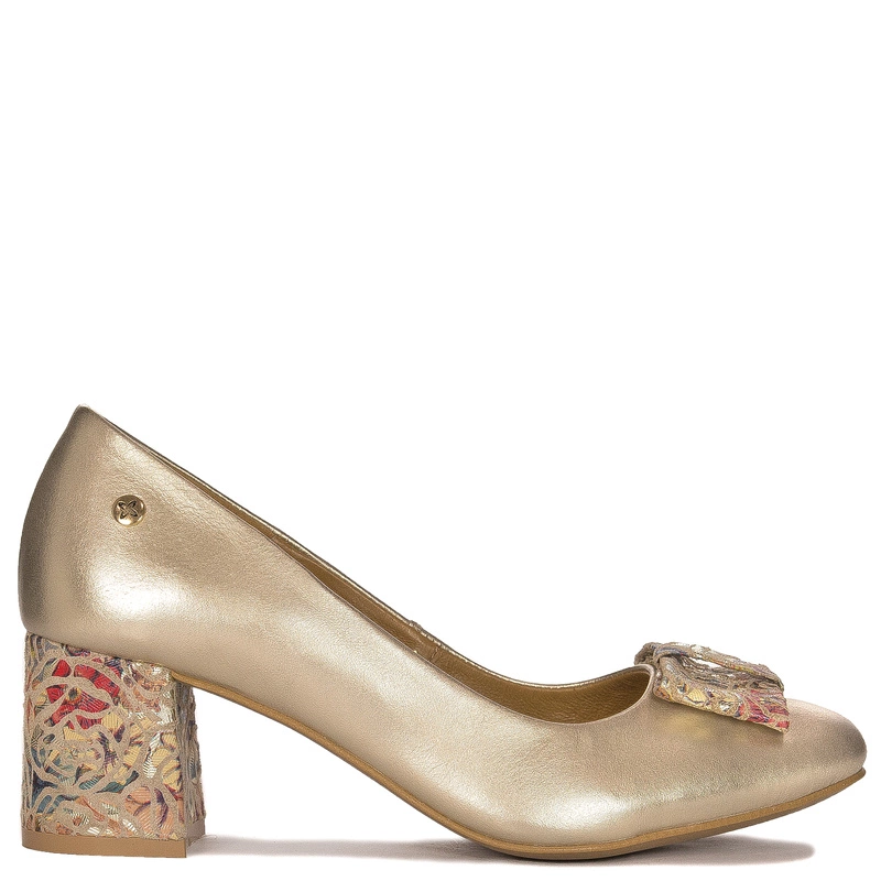 Maciejka Leather Elegant Pumps With Bow Gold 3356A-25/00-1