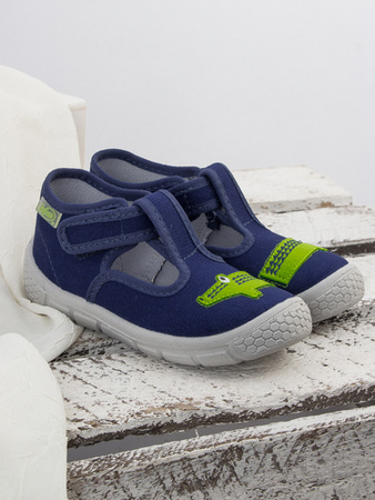 Befado Kapcie dziecięce chłopięce na rzep Honey granatowe