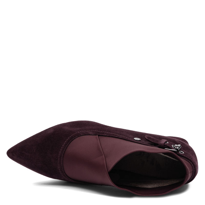 Elegant Burgundy Suede Ankle Boots with Elastic Upper K7691-23/00-7
