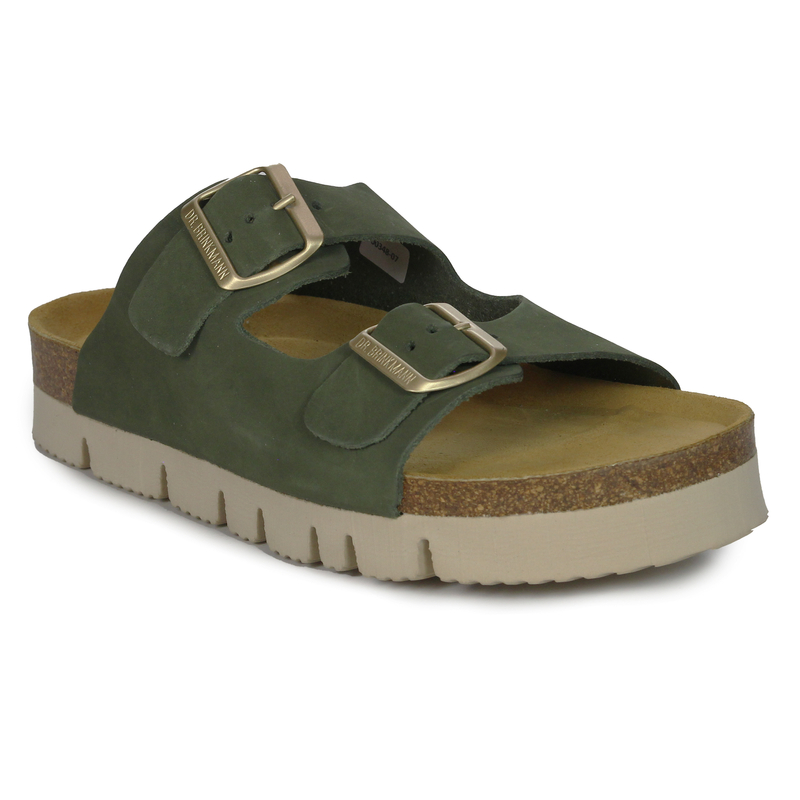 Dr. Brinkmann Women's Slides Olive Leather