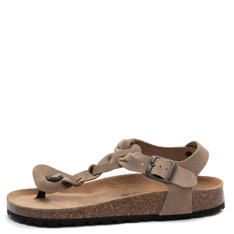 Dr. Brinkmann Leather T-Bar Sandals Braided Beige 710263-08