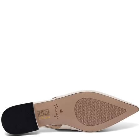 Maciejka Elegant Leather Slingback Pumps With Buckle Beige K7449-22/00-1