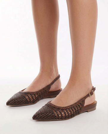 Bruno Premi Woven Slingback Pointed Toe Flats Brown BN0111XBPRI2IBZCU