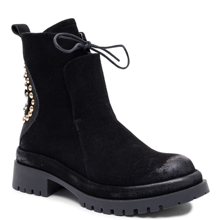 Maciejka Leather Lace-Up Boots with Decorative Studs Black K7747-01/00-7